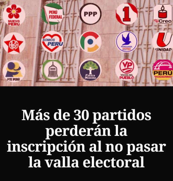 Más de 30 partidos quedarían fuera del ROP tras no superar la valla electoral